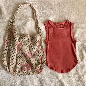 We The Free Kate Rib Stretch Cotton Tank Coral